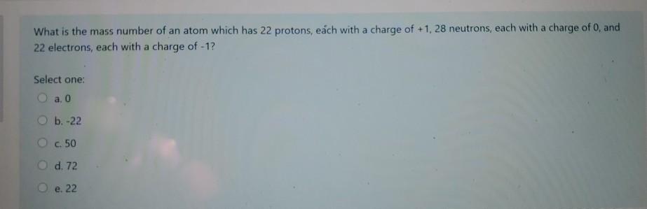 Solved What is the mass number of an atom which has 22 | Chegg.com