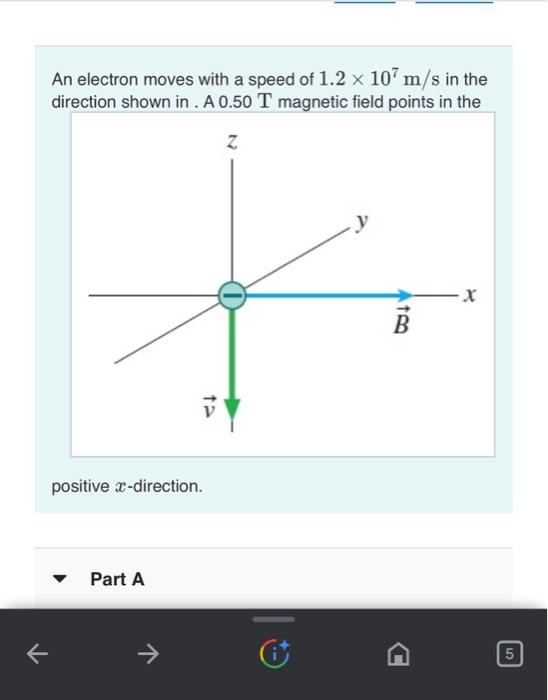 Solved An electron moves with a speed of 1.2×107 m/s in the | Chegg.com