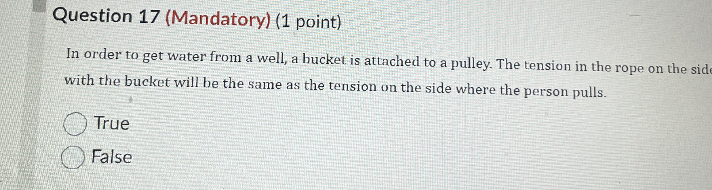 Solved Question 17 (Mandatory) (1 ﻿point)In order to get