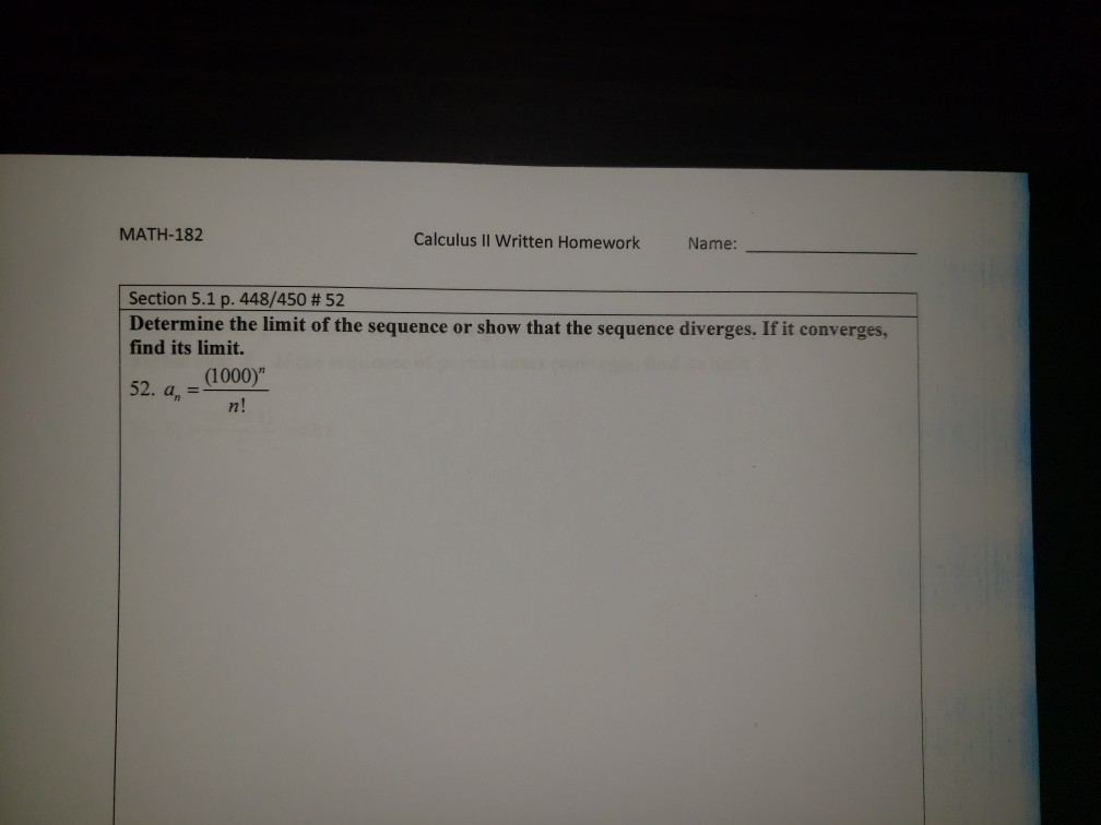 Solved MATH-182 Calculus II Written Homework Name: Section | Chegg.com