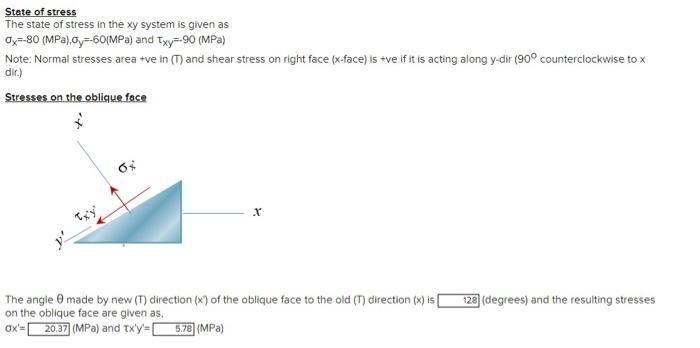 Required information For the state of stress shown in | Chegg.com