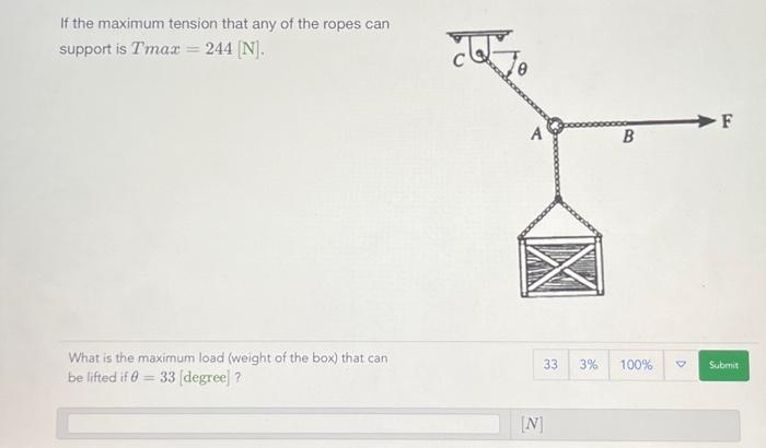Solved If the maximum tension that any of the ropes can | Chegg.com