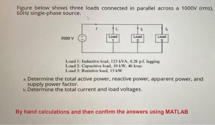 Solved Figure Below Shows Three Loads Connected In Parallel | Chegg.com