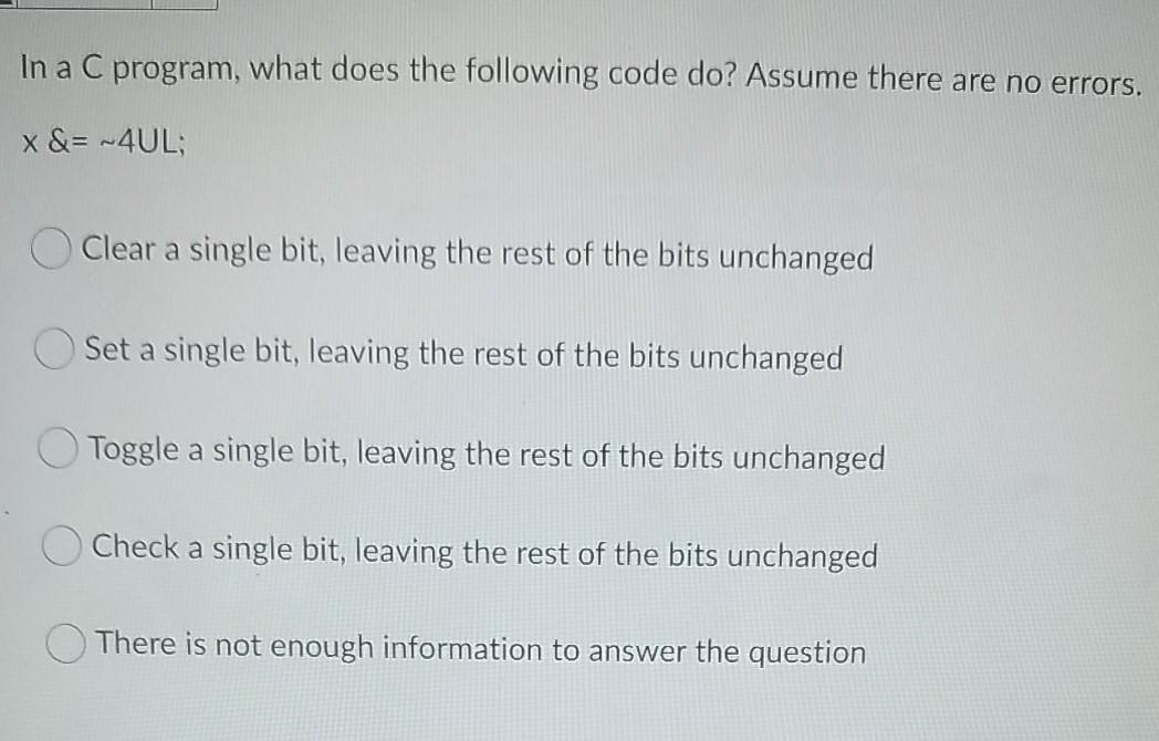 Solved In a C program, what does the following code do? | Chegg.com