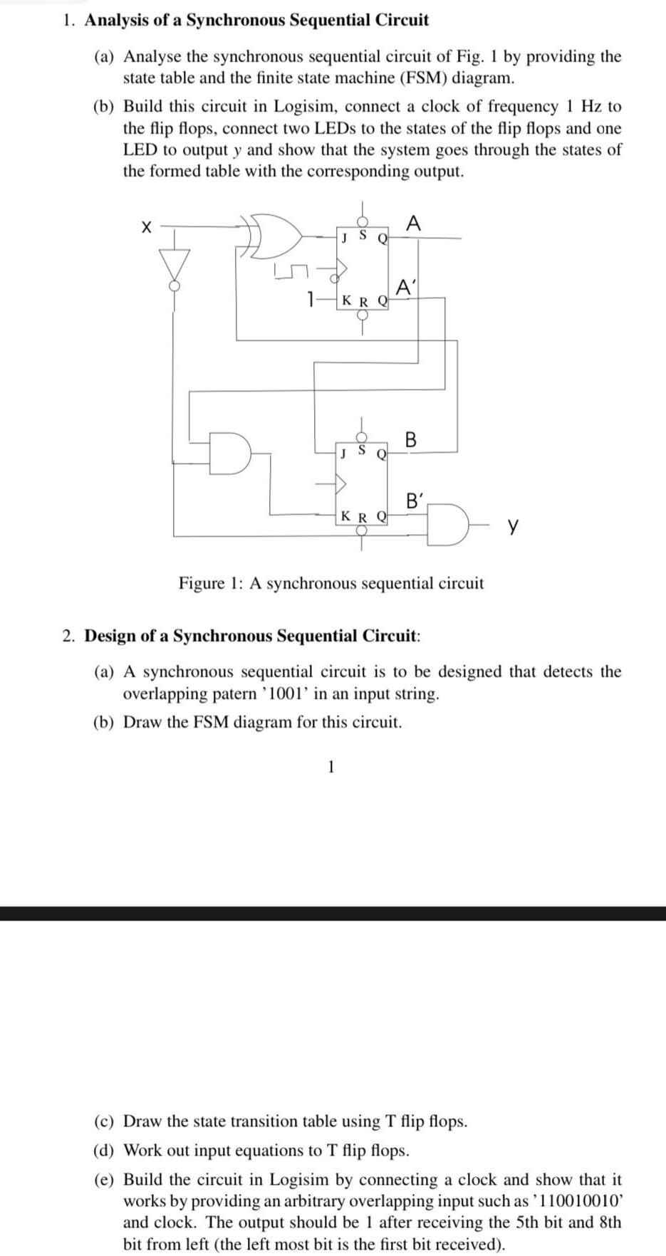 Solved 1. Analysis Of A Synchronous Sequential Circuit (a) | Chegg.com