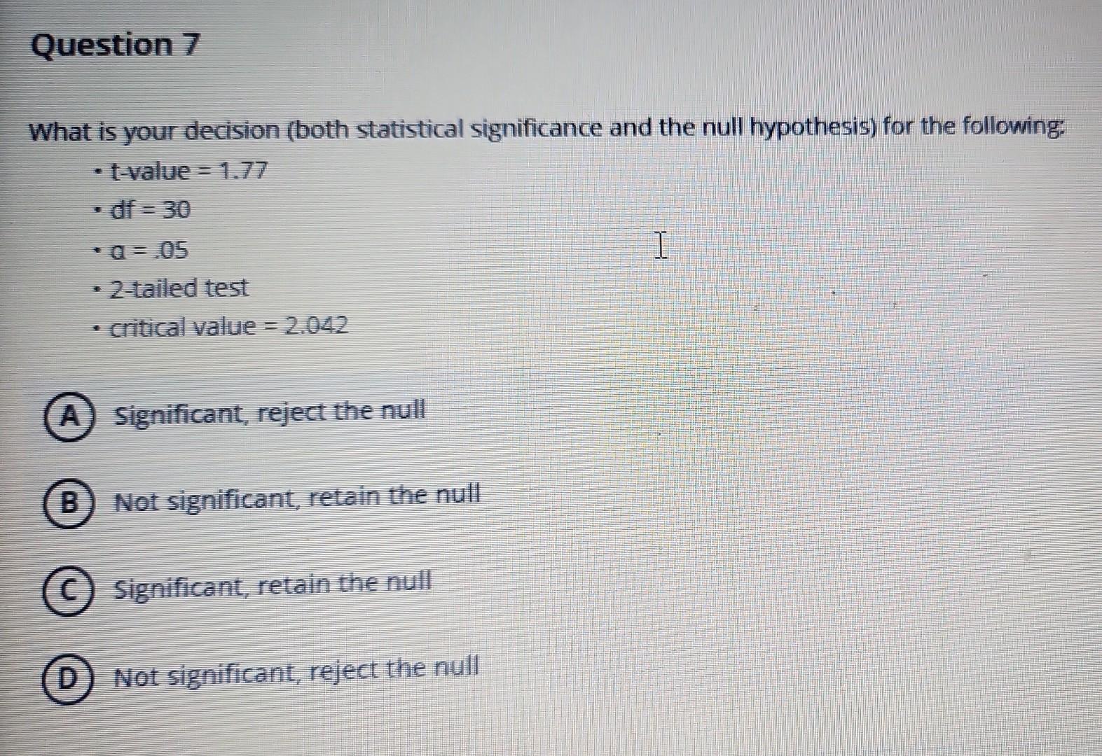 Solved What Is Your Decision (both Statistical Significance | Chegg.com