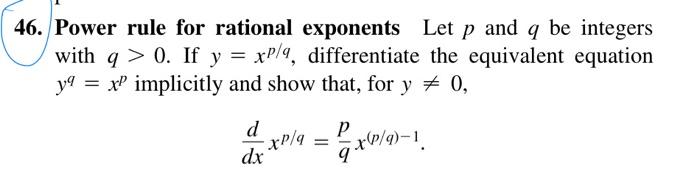 Solved 16. Power rule for rational exponents Let p and q be | Chegg.com