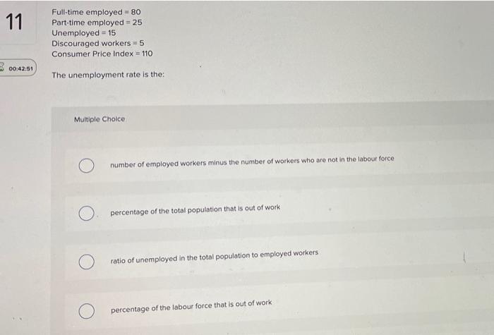 Solved 11 Full-time employed - 80 Part-time employed = 25 | Chegg.com