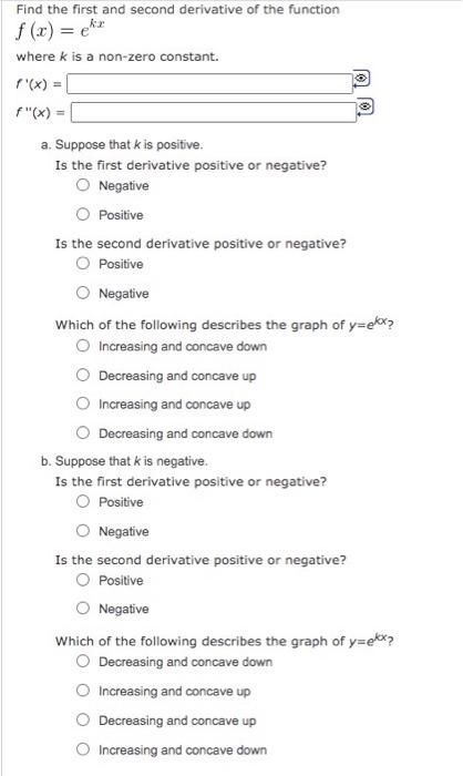 Solved Find The First And Second Derivative Of The Functi Chegg Com