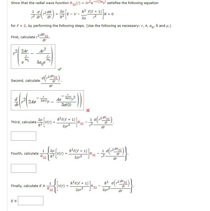 Solved Show that the radial wave function | Chegg.com