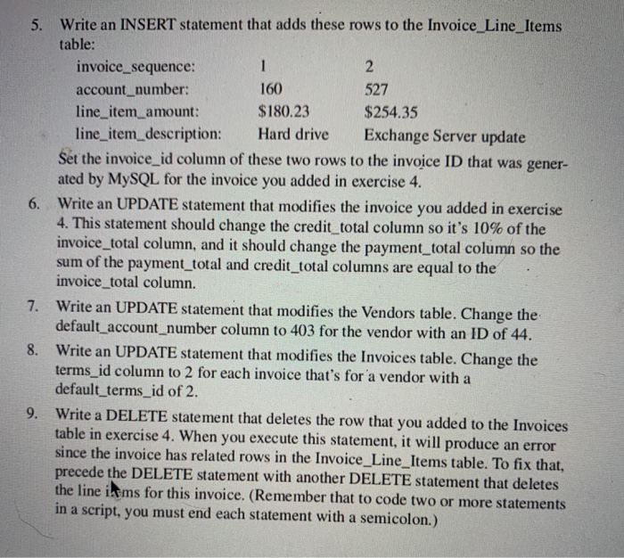 Solved 5. Write an INSERT statement that adds these rows to | Chegg.com