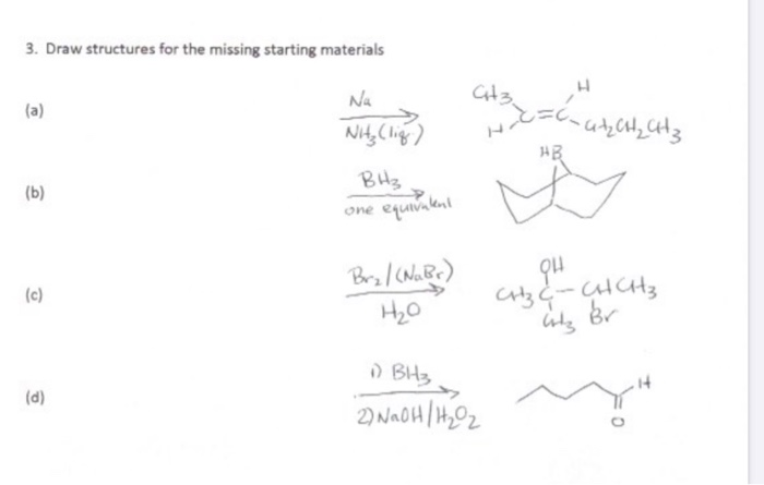 Solved 3. Draw structures for the missing starting materials | Chegg.com