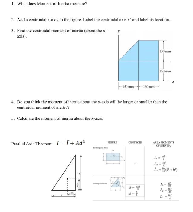 Solved 1. What does Moment of Inertia measure? 2. Add a | Chegg.com