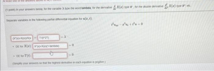 Solved Separate varables in the fotowng partat daferential | Chegg.com