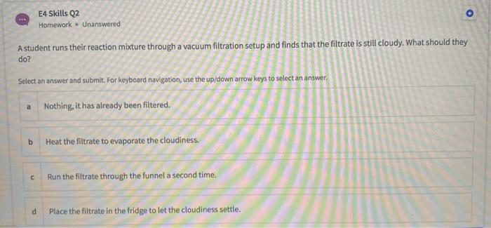 Solved O E4 Skills Q2 Homework. Unanswered A Student Runs | Chegg.com