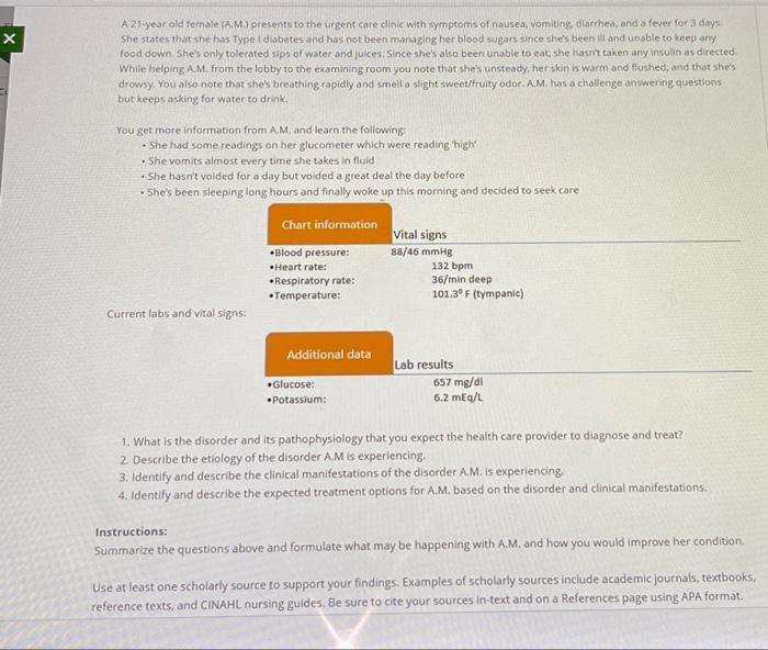 Solved х A 21 year old female (AM) presents to the urgent | Chegg.com
