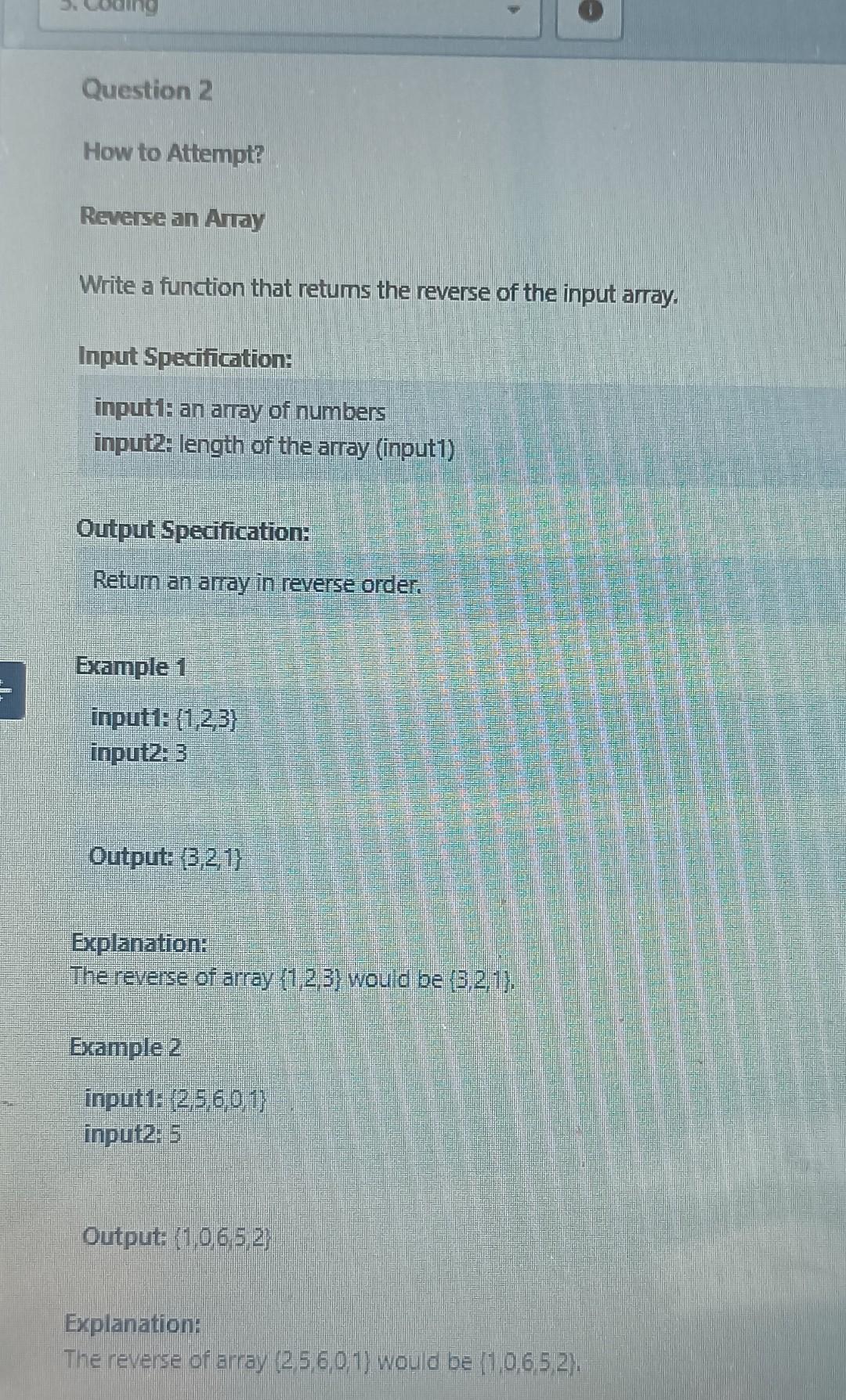 Solved Question 2 How to Attempt? Reverse an Array Write a | Chegg.com