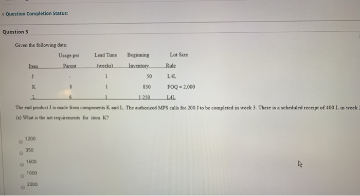 solved question completion status o decrease output... Solved Question Completion Status: Question 3 Given the | Chegg.com