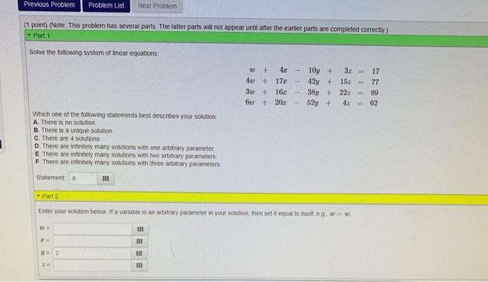 Solved Previous Problem Problem List Next Problem (1 point) | Chegg.com