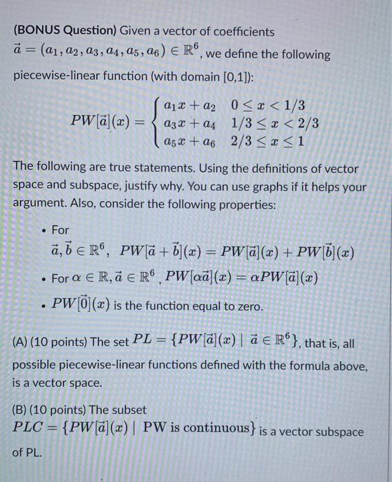 Solved Bonus Question Given A Vector Of Coefficients A Chegg Com