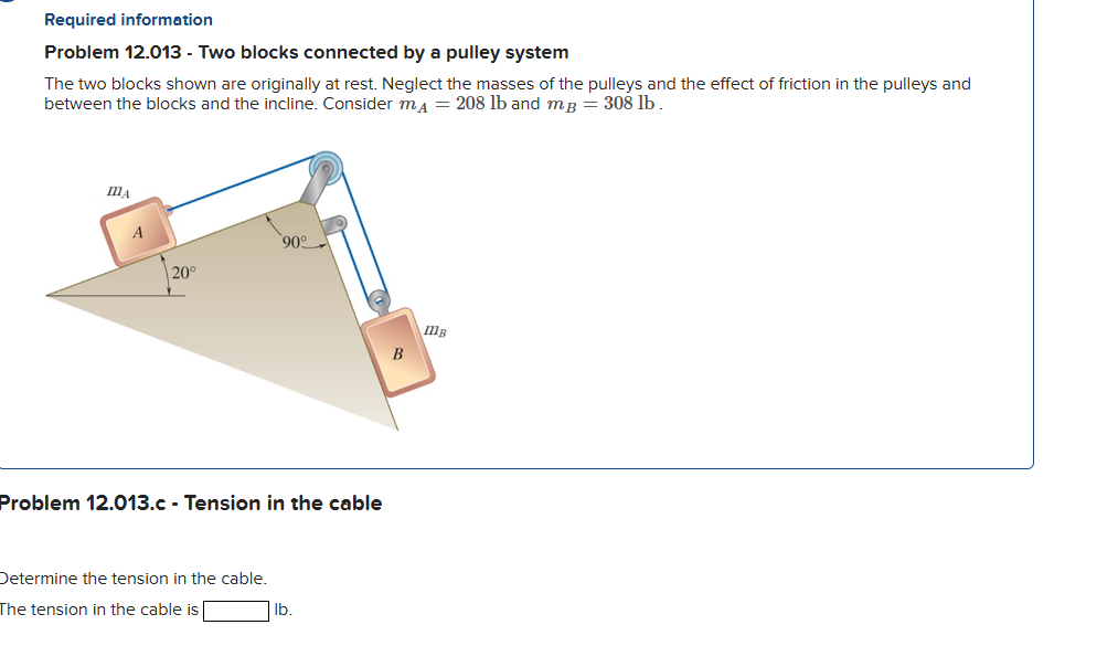 Solved Required informationProblem 12.013 - ﻿Two blocks | Chegg.com