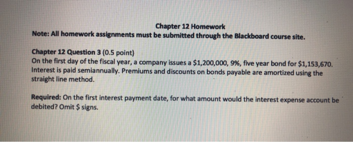 Solved Chapter 12 Homework Note: All homework assignments | Chegg.com