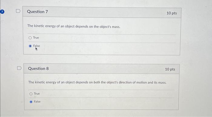 Solved The kinetic energy of an object depends on the | Chegg.com