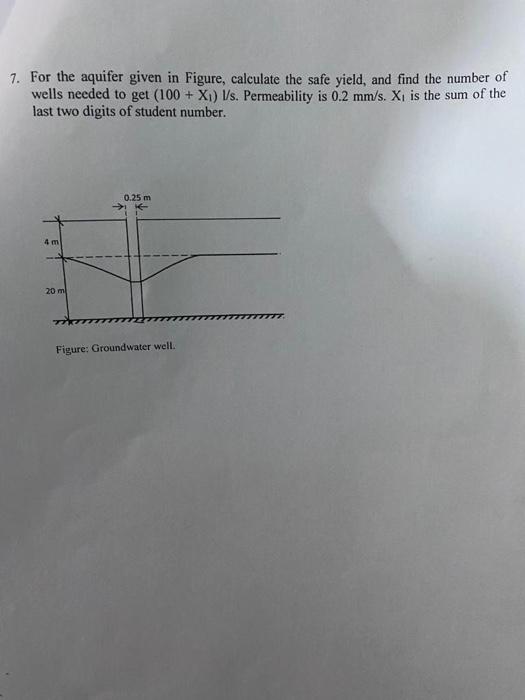 Solved 7. For the aquifer given in Figure, calculate the | Chegg.com