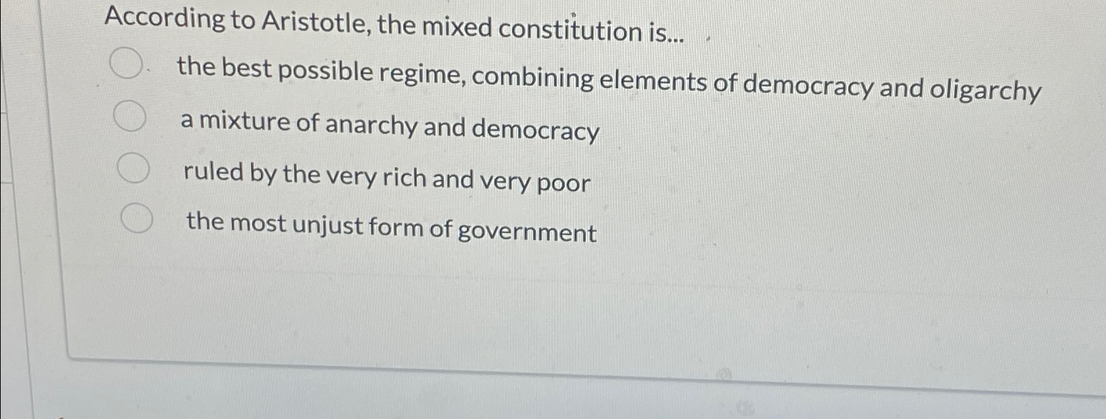 Solved According To Aristotle, The Mixed Constitution 