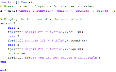matlab function handle with if statement