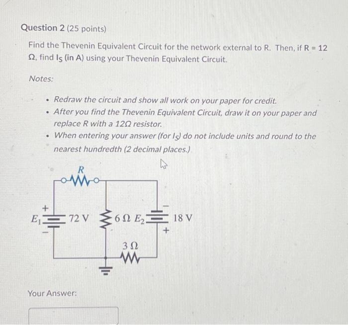 Solved Question 2 (25 Points) Find The Thevenin Equivalent | Chegg.com