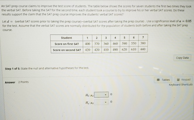 Solved An Sat Prep Course Claims To Improve The Test Score