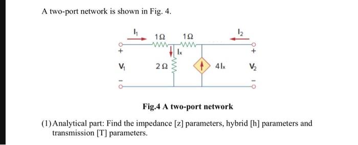 Solved A two-port network is shown in Fig. 4. Fig.4 A | Chegg.com