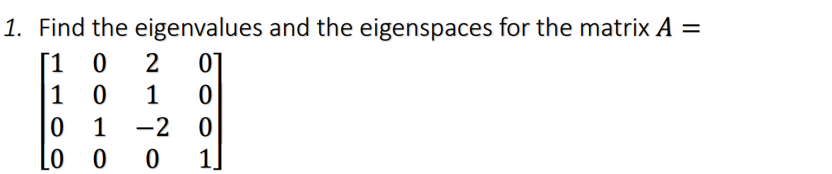 Solved Find The Eigenvalues And The Eigenspaces For The | Chegg.com