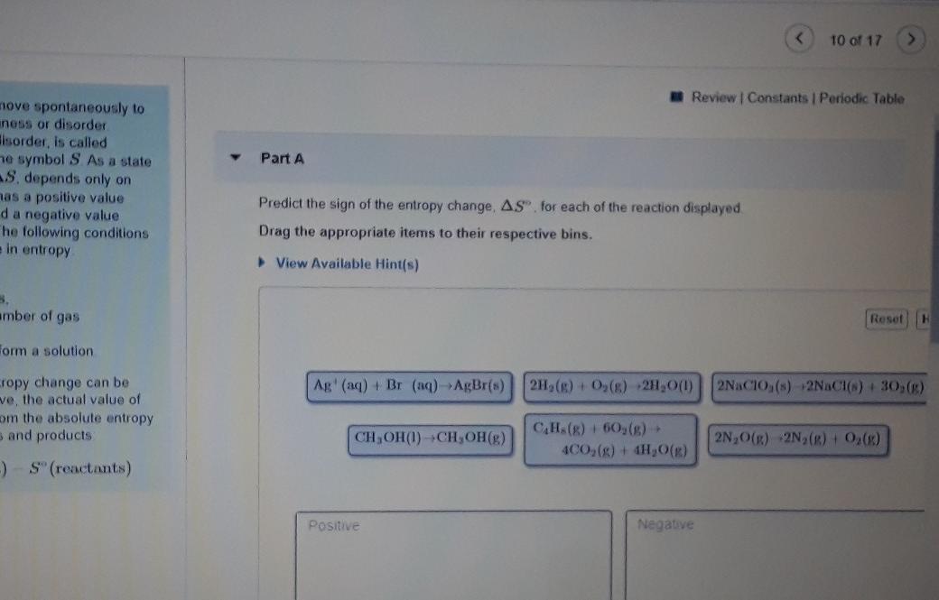 Solved 10 of 17 Review Constants Periodic Table Part A nove | Chegg.com