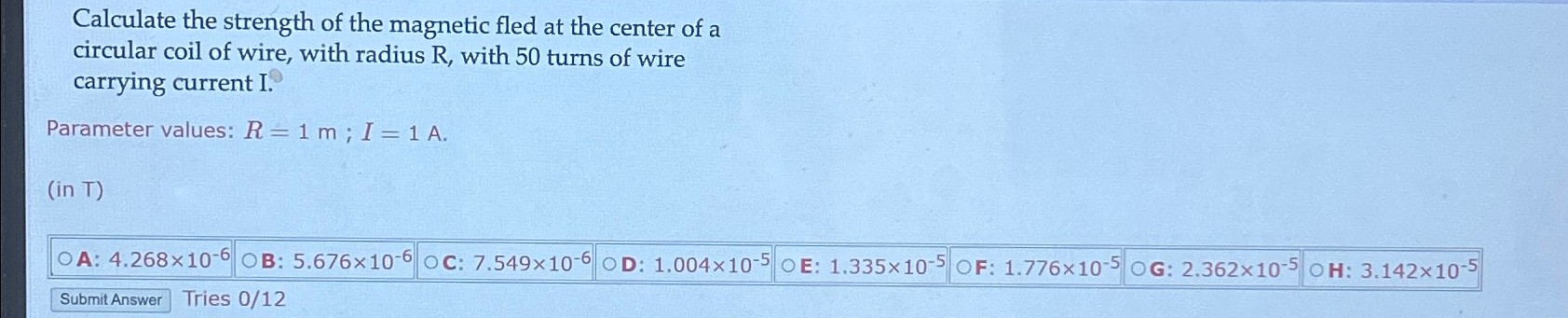 Solved Calculate the strength of the magnetic fled at the | Chegg.com