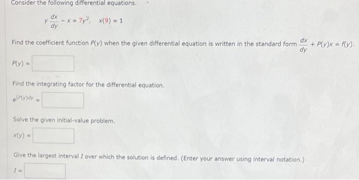 Solved Consider the following differential equations. | Chegg.com