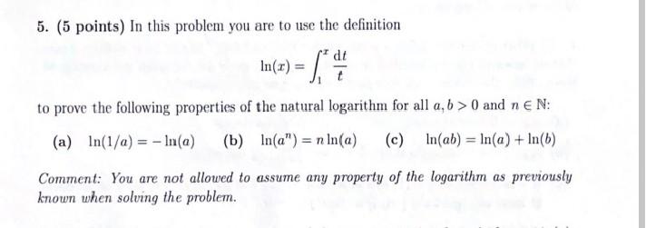 Solved 5. (5 points) In this problem you are to use the | Chegg.com