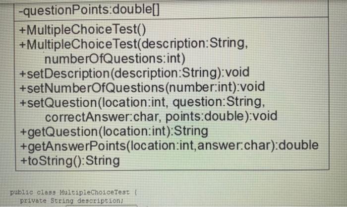 Solved Multiple Choice Test -description: String | Chegg.com