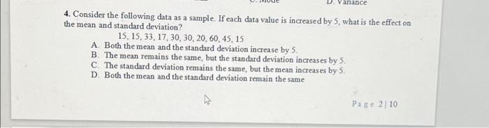 Solved Variance 4. Consider the following data as a sample. | Chegg.com