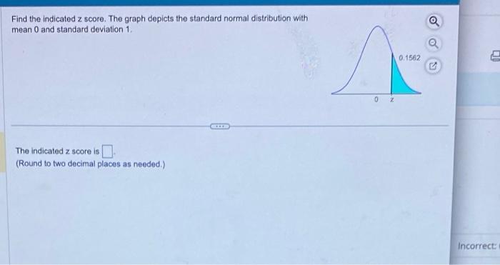 Solved Find The Indicated Z Score. The Graph Depicts The | Chegg.com