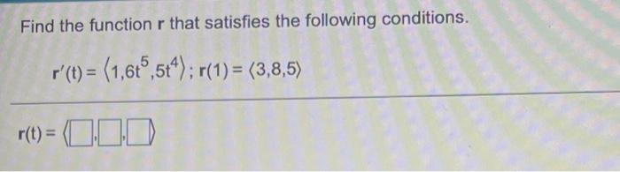 Solved Find the function r that satisfies the following | Chegg.com