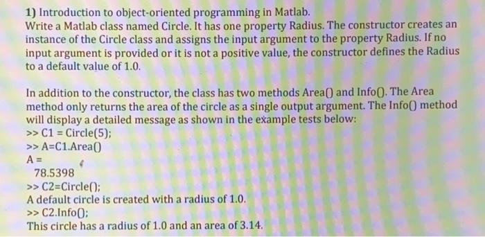 Solved 1) Introduction to object-oriented programming in | Chegg.com