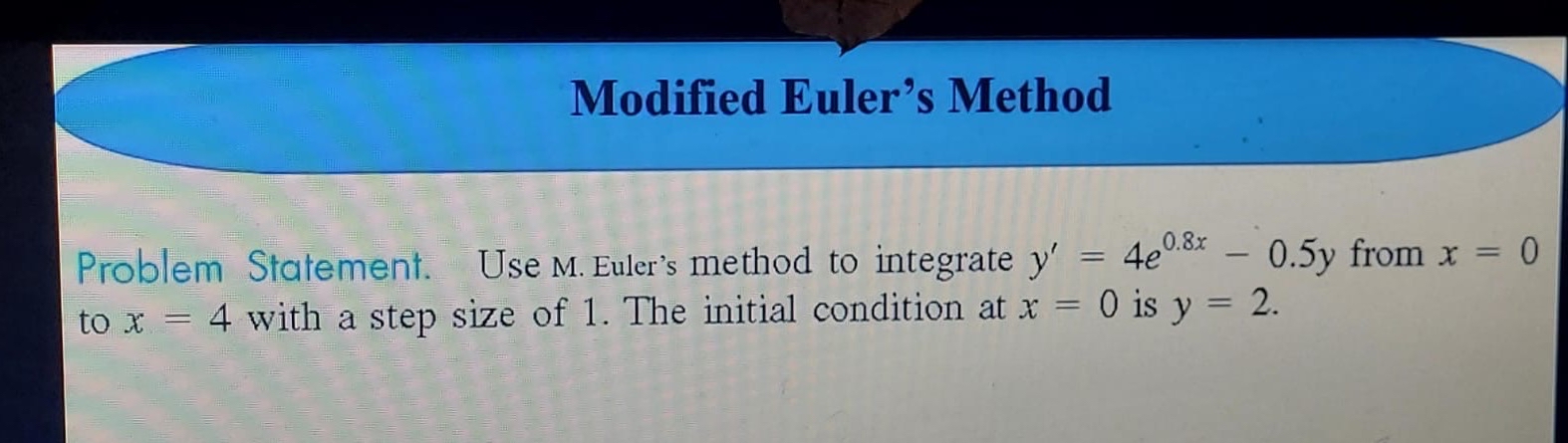 Solved Modified Euler's MethodProblem Statement. Use M. | Chegg.com