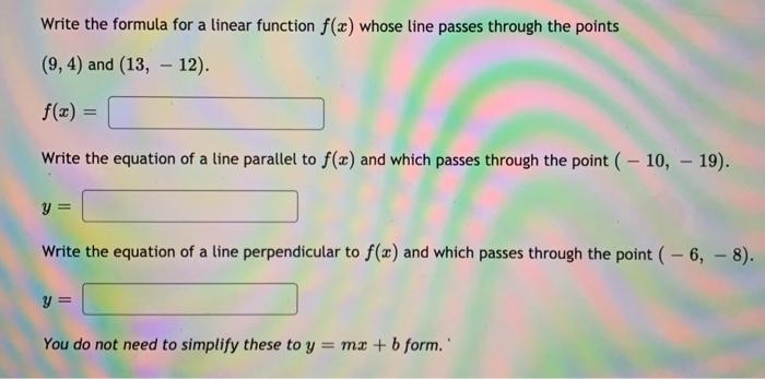 Solved Write the formula for a linear function f(x) whose | Chegg.com