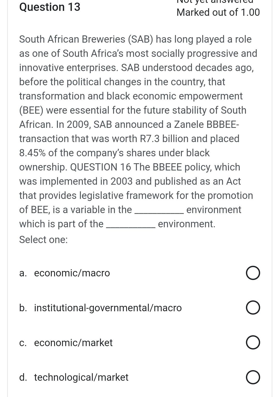Solved Marked out of 1.00 South African Breweries (SAB) has | Chegg.com, image size:1080x1537