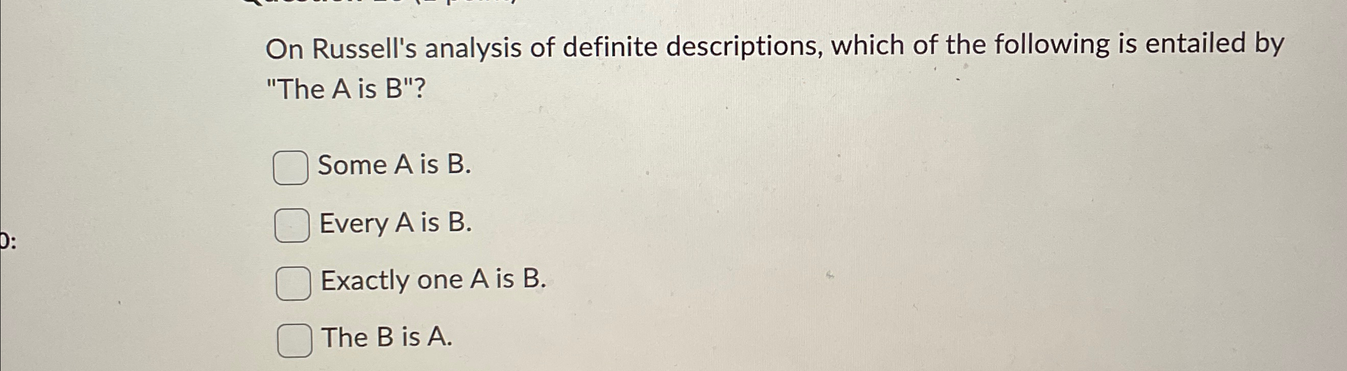 On Russell's analysis of definite descriptions, which | Chegg.com