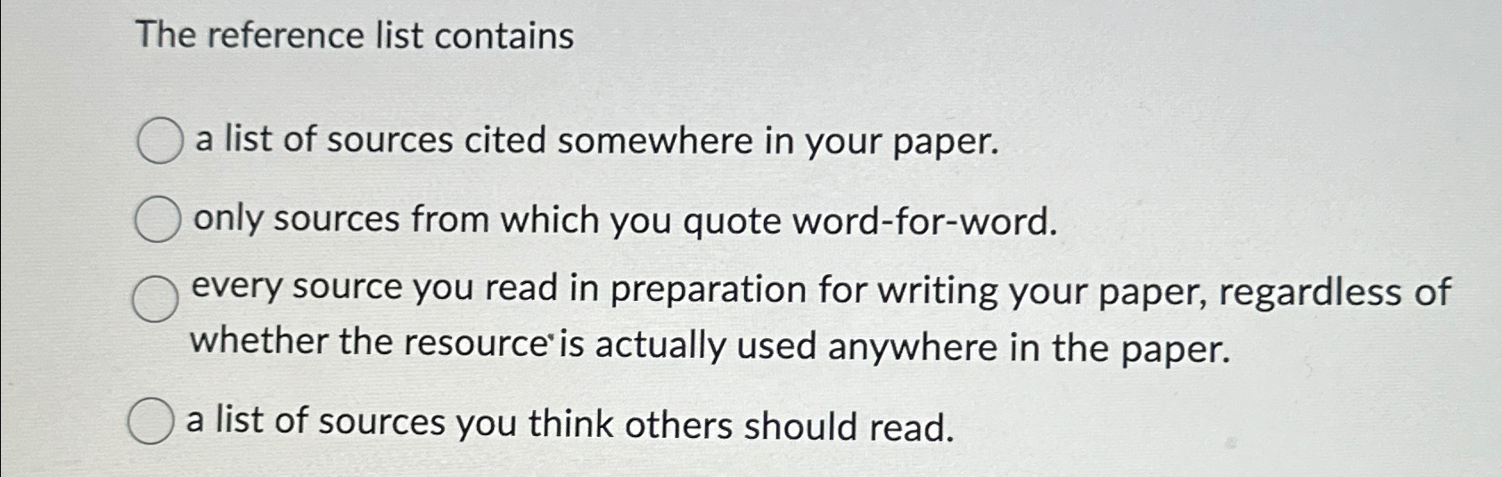 Solved The reference list containsa list of sources cited | Chegg.com