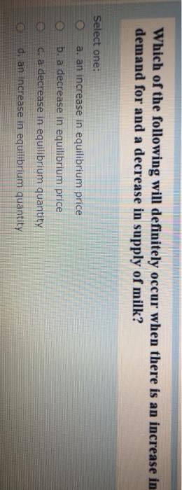 Solved Which of the following will definitely occur when | Chegg.com