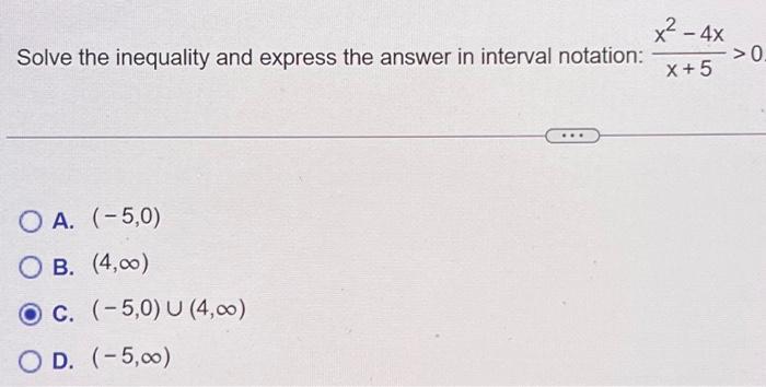 Solved Solve the inequality and express the answer in | Chegg.com